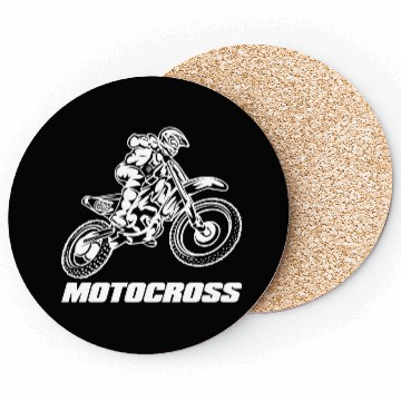 Discover Motocross Logo White Coasters