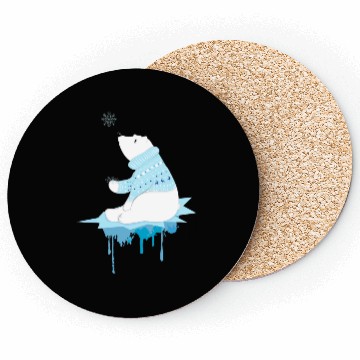 Discover Polar bear with snowflakes Coasters