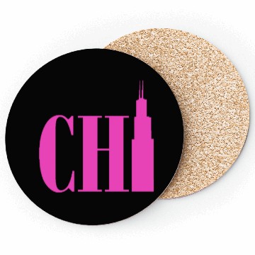 Discover Chicago - Neon Pink Coasters
