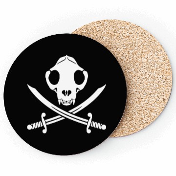 Discover Funny Black White Jolly Kitty Pirate Skull Bones Coasters