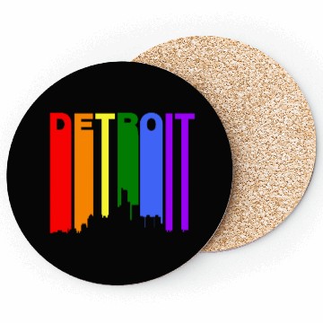 Discover Detroit Michigan Gay Pride Rainbow Skyline Coasters