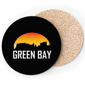 Discover Green Bay Wisconsin Sunset Skyline Coasters