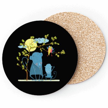 Discover Monkey with child and bird Coasters