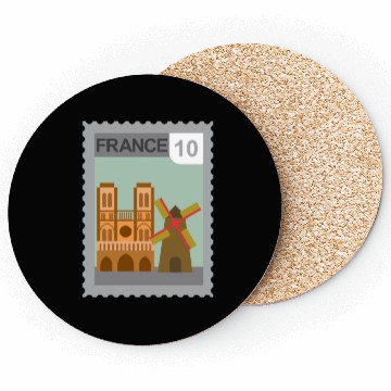 Discover france post stamp Coasters