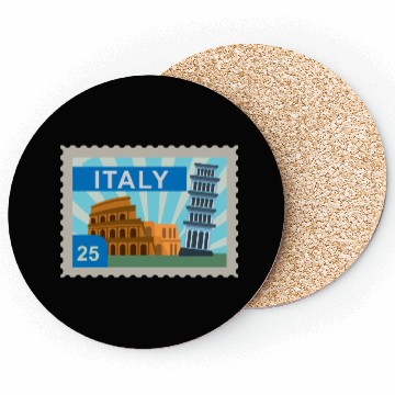 Discover italy post stamp Coasters