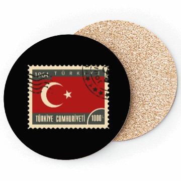 Discover turkey post stamp Coasters