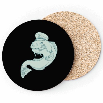 Discover Captain Catfish Drawing Coasters