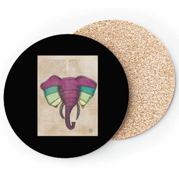 Discover Elephant Water Color Face Coasters