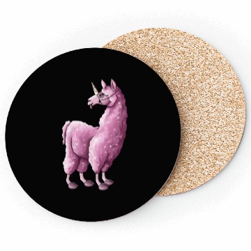 Discover Fluffy llama unicorn pink illustration cartoon Coasters