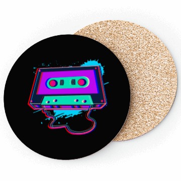 Discover 80s Music Cassette Tape : 3D, Neon, 80s songs Coasters
