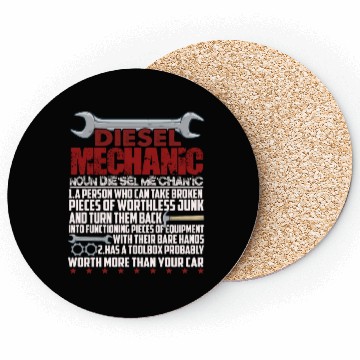 Discover Funny Diesel Mechanic Meaning Coasters