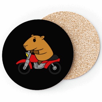 Discover Capybara Riding Motorcycle Coasters Funny Rodent