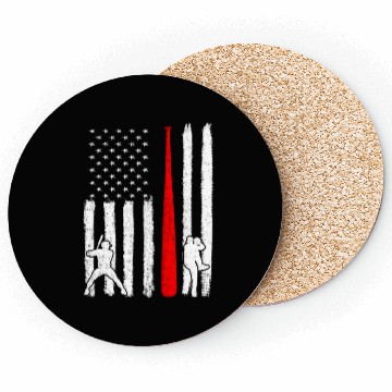 Discover Baseball Pitcher Batter American Flag 4th of July Coasters