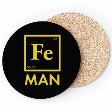 Discover funny iron man science chemistry fe Coasters