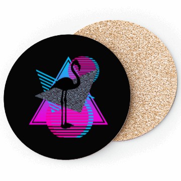 Discover vaporwave aesthetics FLAMINGO 80s retro triangle Coasters