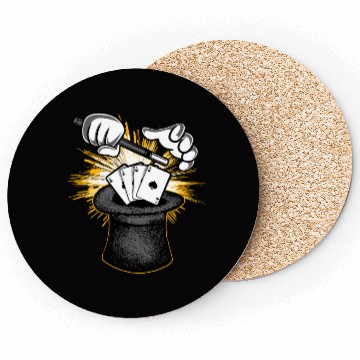 Discover Magician Hat Wand & Magic Cards Coasters
