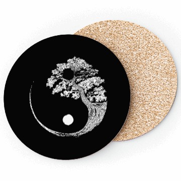 Discover Yin Yang Bonsai Tree Japanese Buddhist Zen Coasters