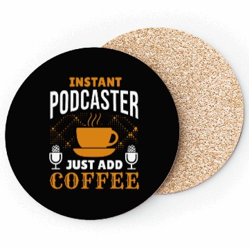 Discover Podcaster Coffee Podcasting Caffeine Microphone Coasters