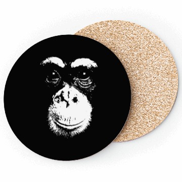 Discover Abstract Monkey Portrait in Black and White Coasters