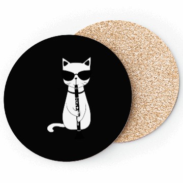 Discover Funny Cat Wearing Sunglasses Playing Oboe Coasters