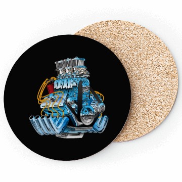 Discover Hot Rod Race Car Dragster Engine Cartoon Coasters