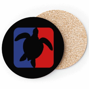 Discover red blue square button sea turtle silhouette outli Coasters