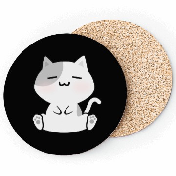 Discover Relaxed White Cat Cartoon Coasters