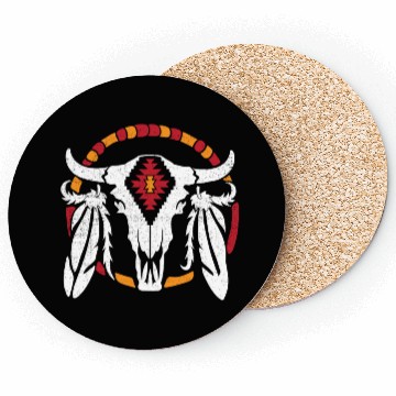 Discover Aztec Pattern Cow Skull Cowboy Indian Mexican Coasters