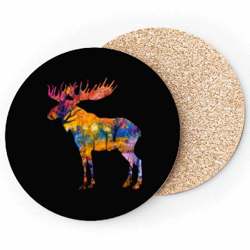 Discover Colorful Canadian Moose Coasters Abstract Paint Wild