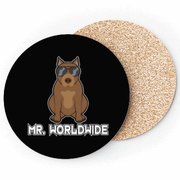 Discover Mr. Worldwide Funny Pitbull Dog Lover Gift Coasters