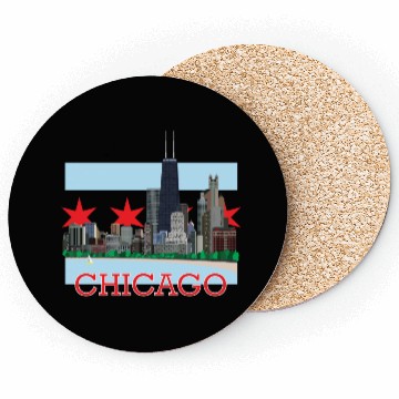 Discover Chicago Skyline and Flag Coasters