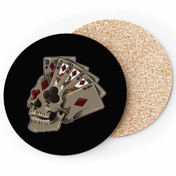 Discover Poker Skull | Card Dealer Gambler Luck Jackpot Coasters