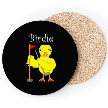 Discover Birdie Golfing Chick White Text Coasters