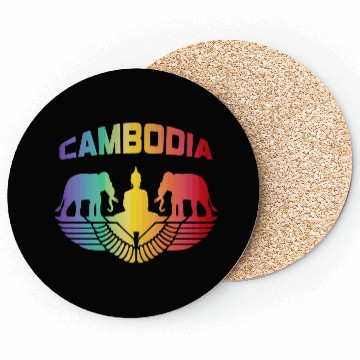Discover Cambodia Elephants with Buddha / Gift Coasters