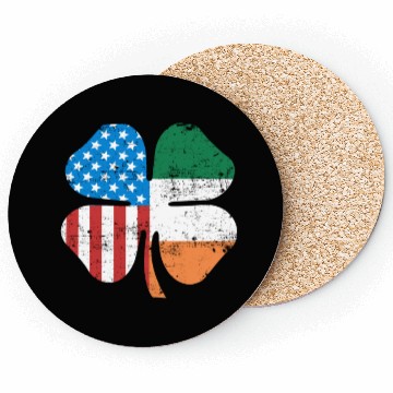Discover Four Leaf Clover Ireland USA Flag St Patrick's Coasters