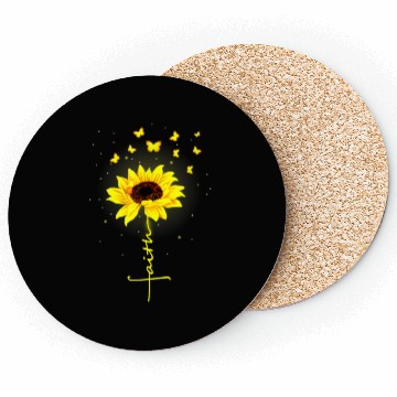 Discover Faith Butterfly Sunflower Flower Coasters