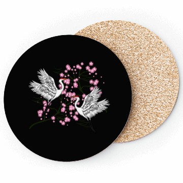 Discover Crane Cherry Blossom Japanese traditional gift Coasters