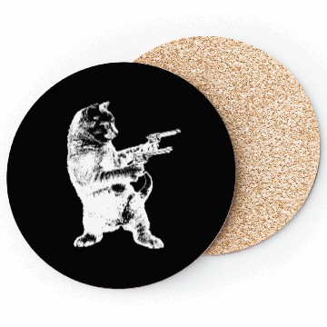 Discover Gunslinger Kitty Cat gun cat Coasters