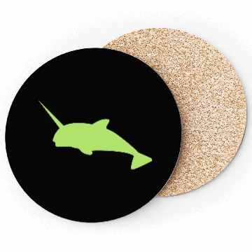 Discover Sharp narwhal in green uniwhale Coasters