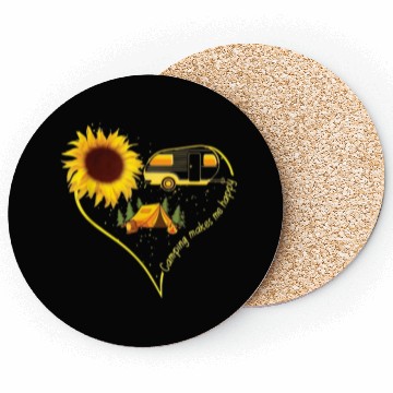 Discover Camping Makes Me happy Coasters Funny Sunflower