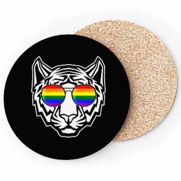 Discover Pride LGBT Tiger Rainbow Sunglasses Coasters