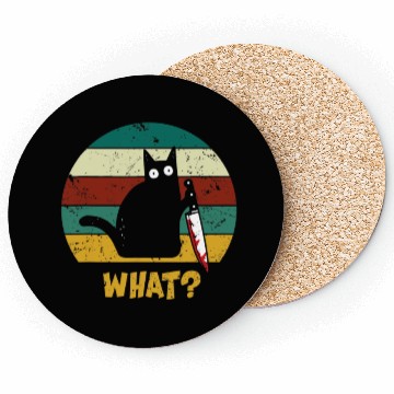 Discover WHAT Murderous Cat With Knife Vintage Halloween Coasters