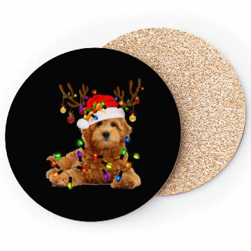 Discover Womens Goldendoodle Christmas Coasters Reindeer