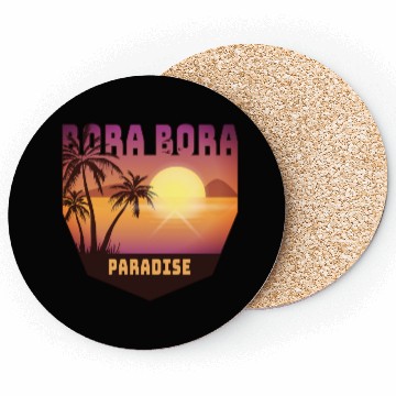 Discover Bora Bora Design with Palms and Sun / Gift Coasters
