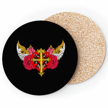 Discover heart cross angel Coasters