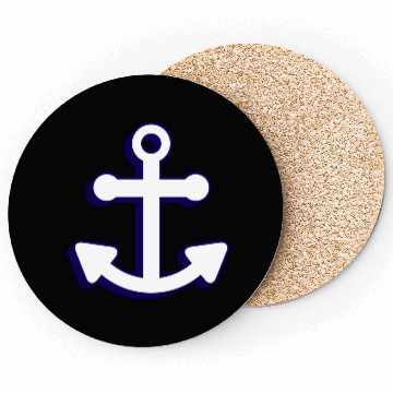 Discover Nautical boat anchor in navy blue and white 3D Coasters