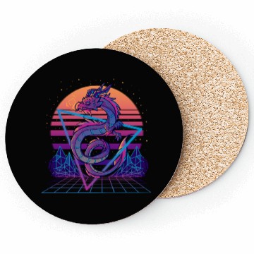 Discover RetroWave Dragon Aesthetic Coasters