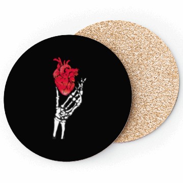 Discover Skeleton hand and red heart Coasters
