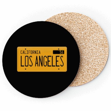 Discover Los Angeles California 1956 yellow license plate Coasters