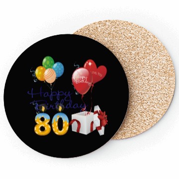Discover 80th Birthday Anniversary candles balloons present Coasters